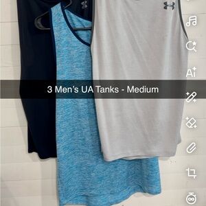 3 Under Armour Men's Tank Top - Light Gray and Blue